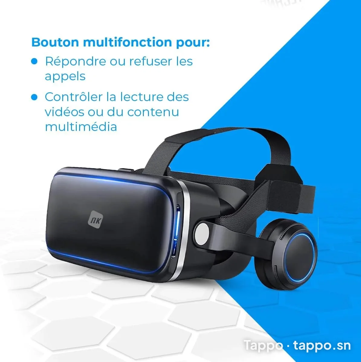 Casque Réalité Virtuelle NK - Compatible iPhone & Android