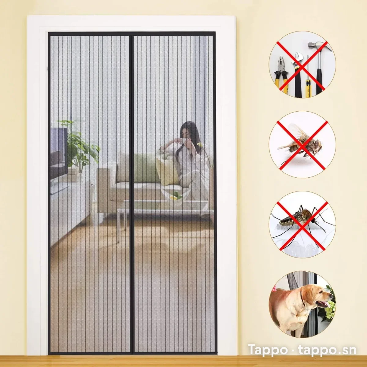Moustiquaire Porte Magnétique 90x210cm Fermeture Automatique