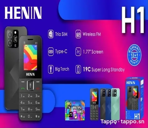 Téléphone portable HENIN H1 neuf avec fonctionnalités pratiques
