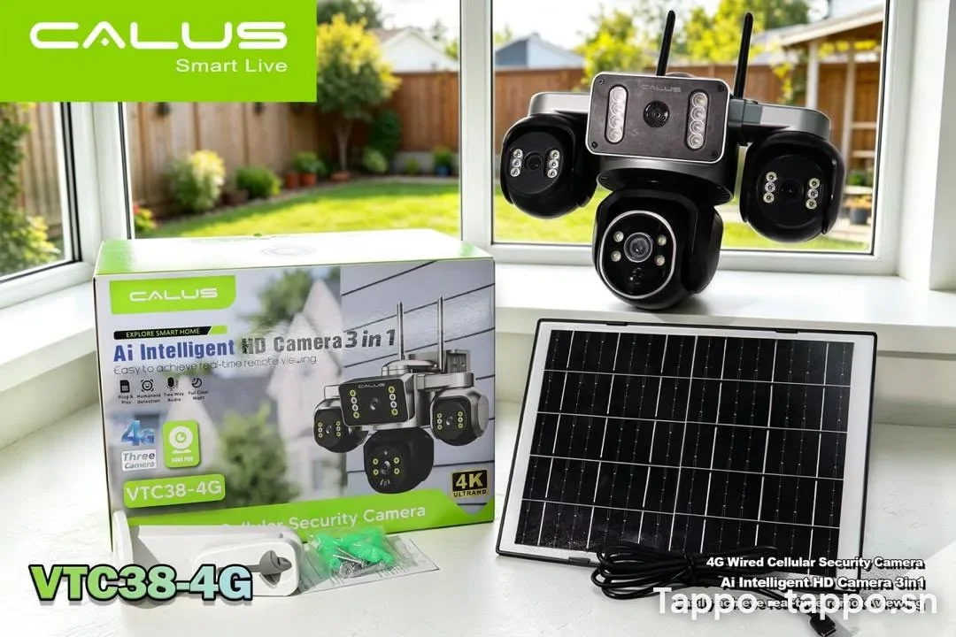 Camera de securite intelligente CALUS 4G 3 en 1 avec panneau solaire