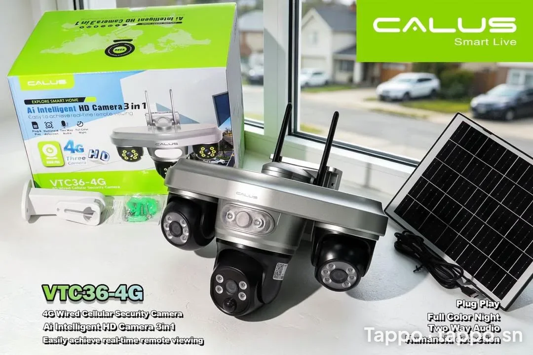 Camera de surveillance Calus VTC36-4G 3 en 1 avec panneau solaire