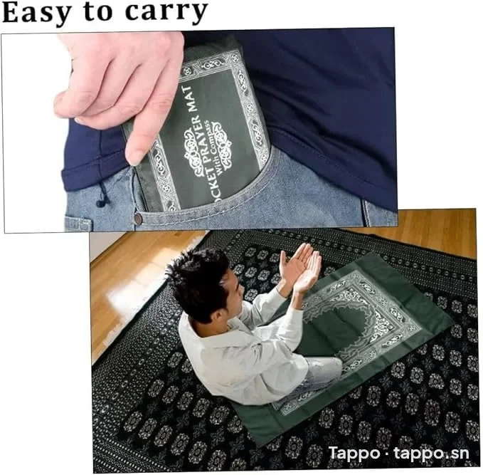Tapis de prière de poche avec boussole intégré