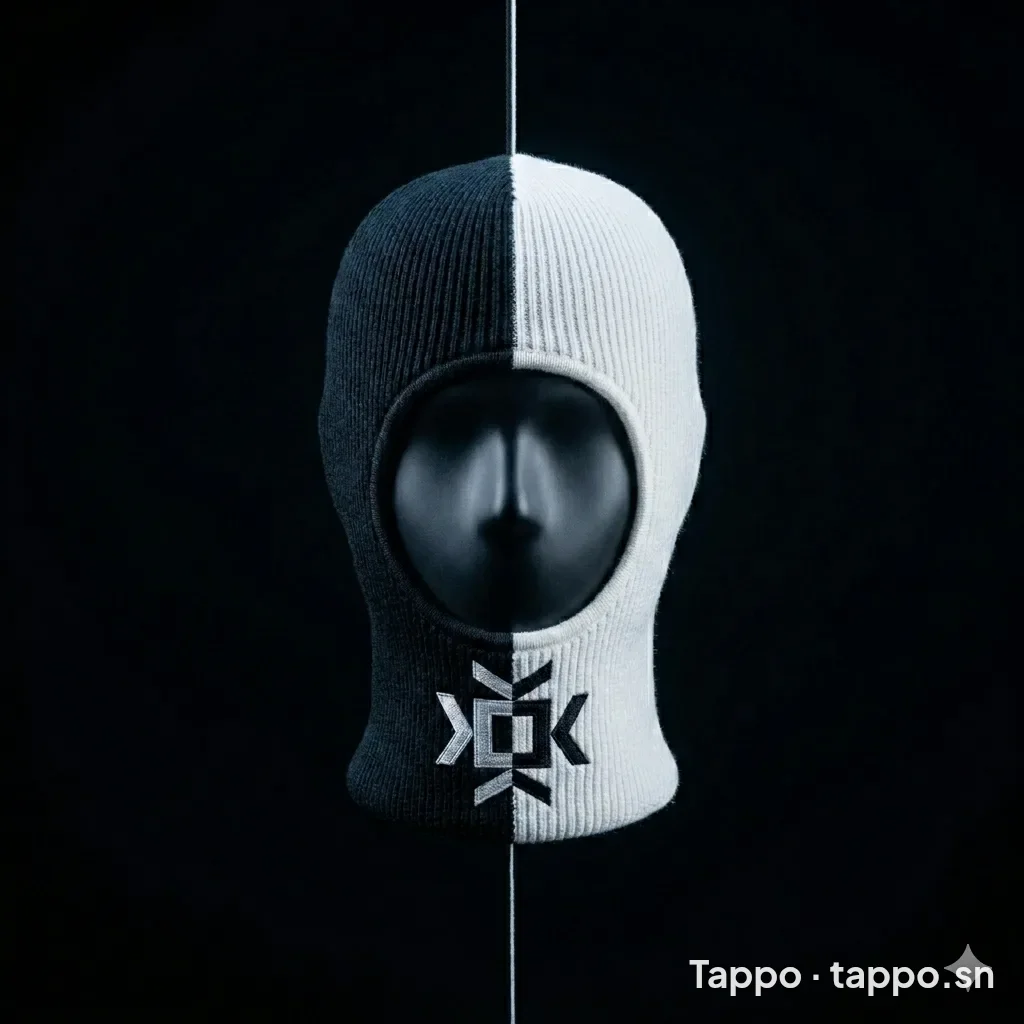 Cagoule bicolore noire et blanche stylée